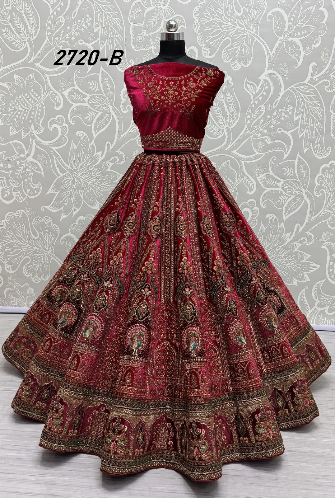 Anjani Art 2720A & 2720B Velvet Wholesale Lehenga Catalog — Wholesale Lehenga, MPA wholesale from Surat - Gallery Image 3
